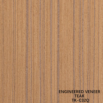 Quarter Cut Of Engineered Teak Veneer 2500 * 640mm kích thước bình thường hạt thẳng cho trang trí khách sạn