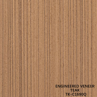 Quarter Cut Of Engineered Teak Veneer 2500 * 640mm kích thước bình thường hạt thẳng cho trang trí khách sạn