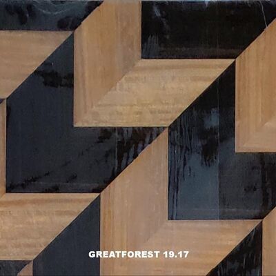 Nghệ thuật gỗ Parquet Veneer Collage đối xứng Mô hình hình học giàu màu sắc Sơn gỗ 0,55mm