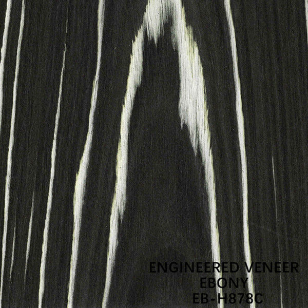 Man Made Ebony Wood Veneer Flat Cut Crown Grain H878C Màu đen và trắng cho khách sạn