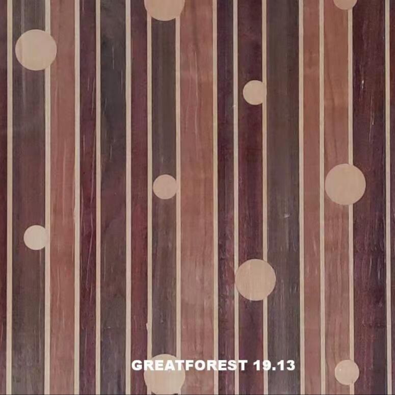 Nghệ thuật gỗ Parquet Veneer Collage đối xứng Mô hình hình học giàu màu sắc Sơn gỗ 0,55mm