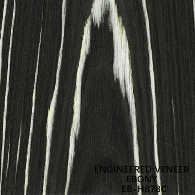 Man Made Ebony Wood Veneer Flat Cut Crown Grain H878C Màu đen và trắng cho khách sạn